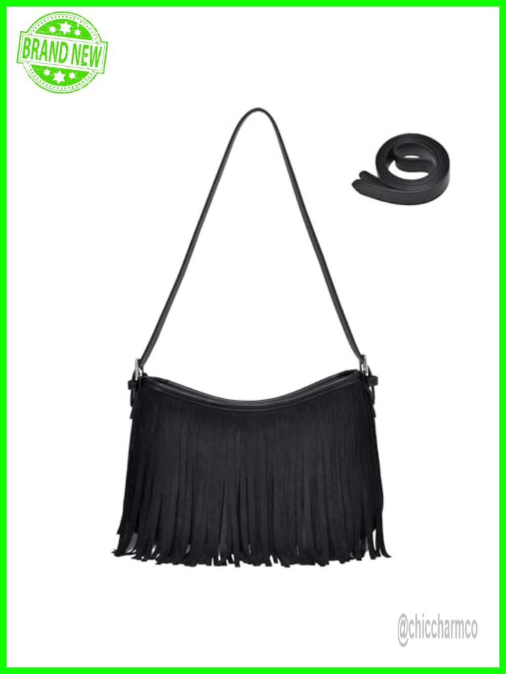 Fringe Suede Hobo Crossbody Shoulder Bag Vegan Suede